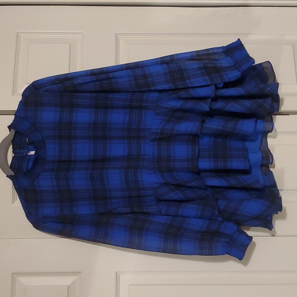 Torrid flouncey plaid blouse